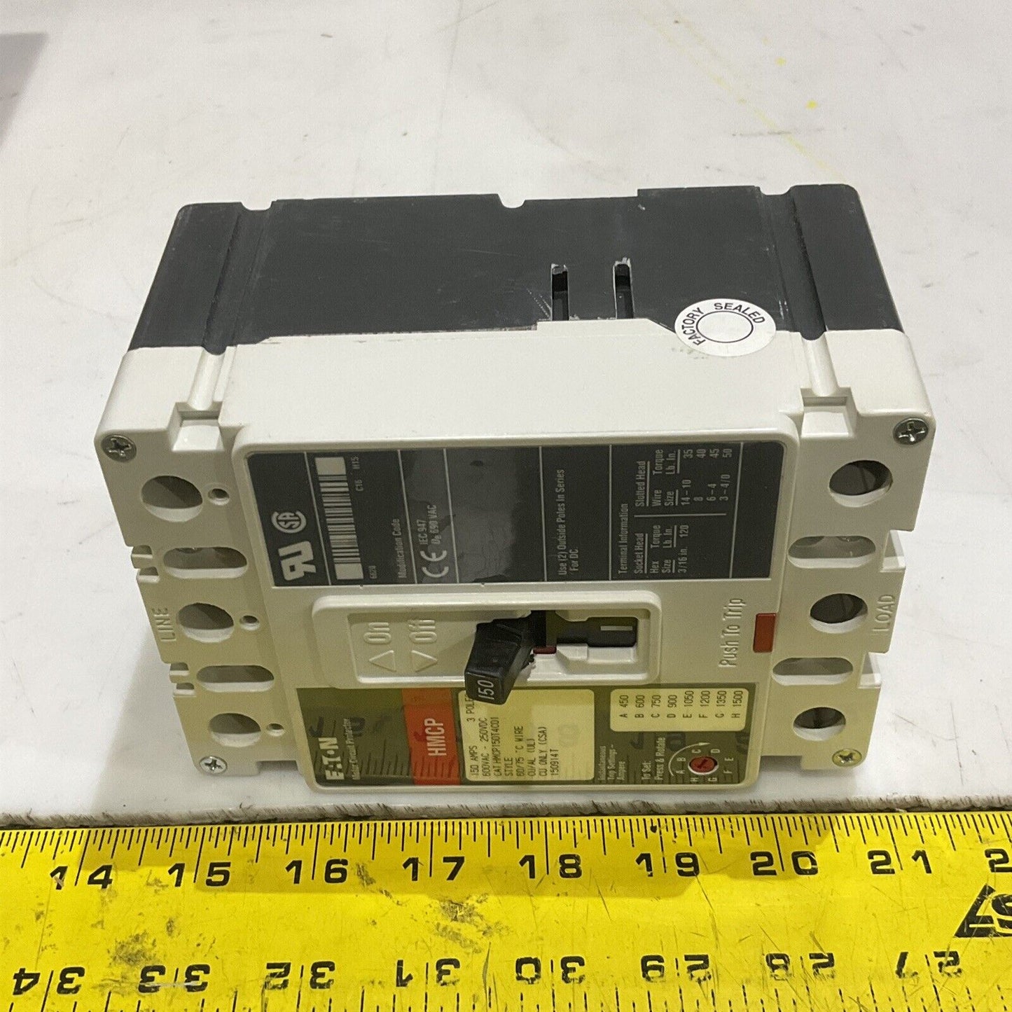 EATON HMCP150T4C01 MOTOR CIRCUIT PROTECTOR 150 AMPS 600VAC 3P 373