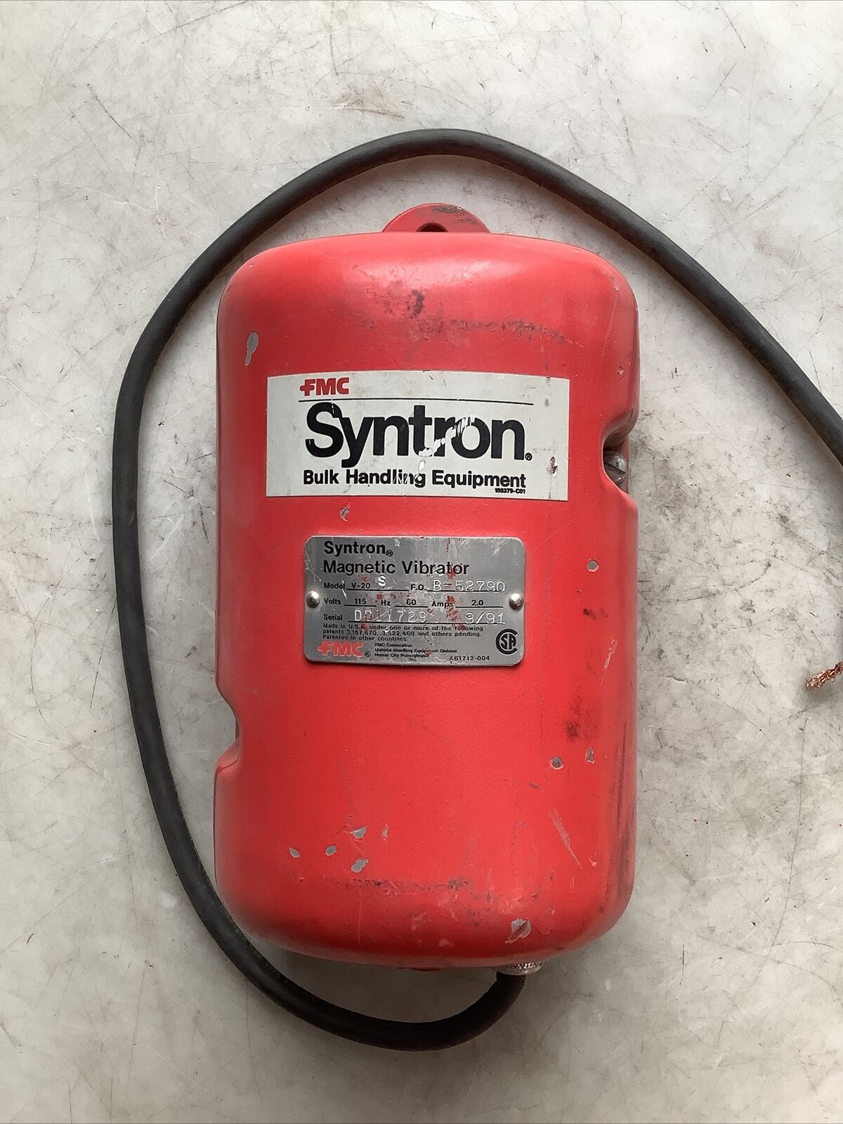 FMC V-20 SYNTRON MAGNETIC VIBRATOR 2A 115V 373