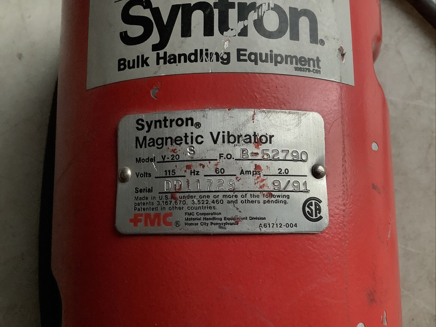FMC V-20 SYNTRON MAGNETIC VIBRATOR 2A 115V 373