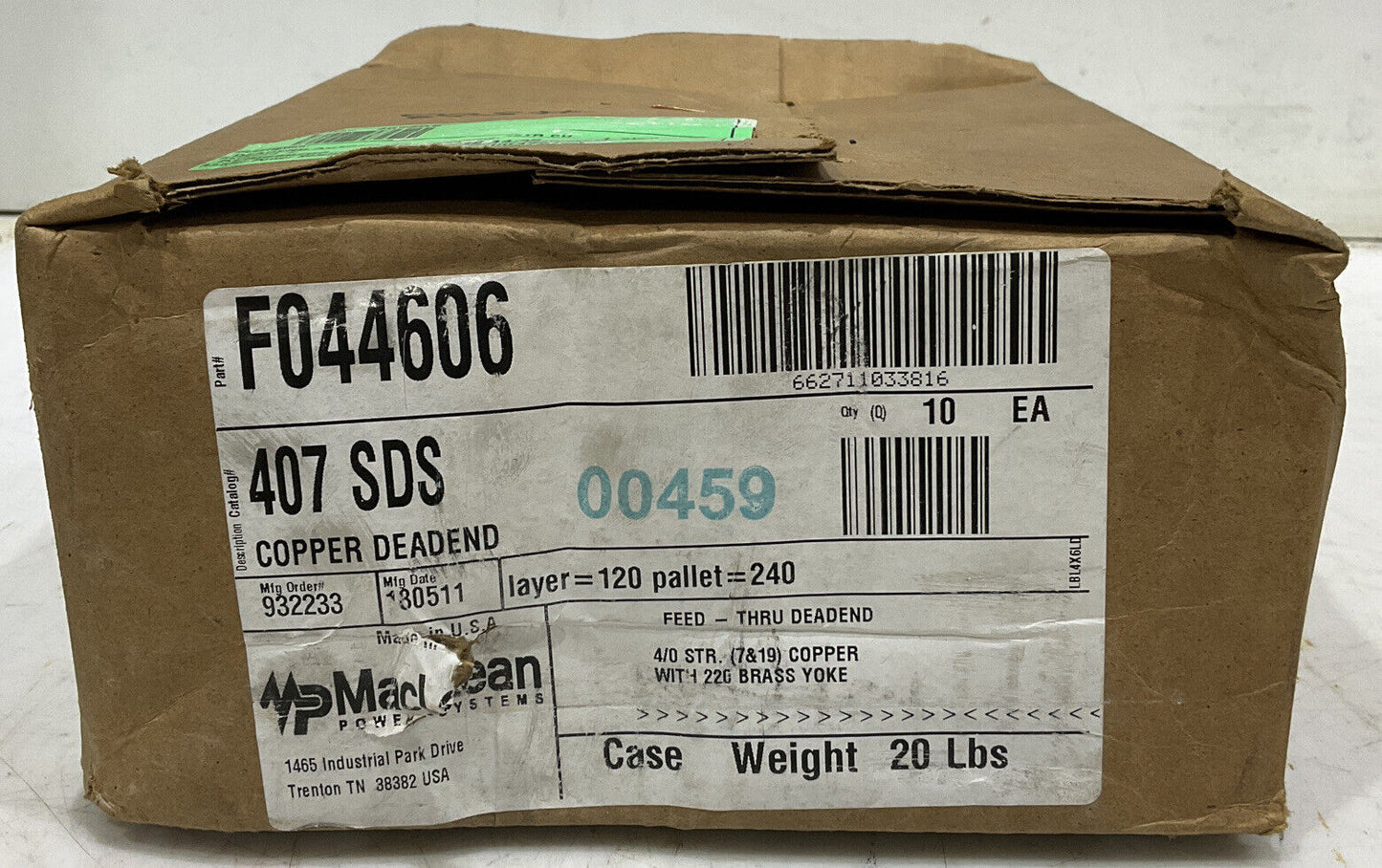 MACLEAN F044606 407 SDS AUTOMATIC COPPER DEADEND BRASS YOKE LOT OF 10 969