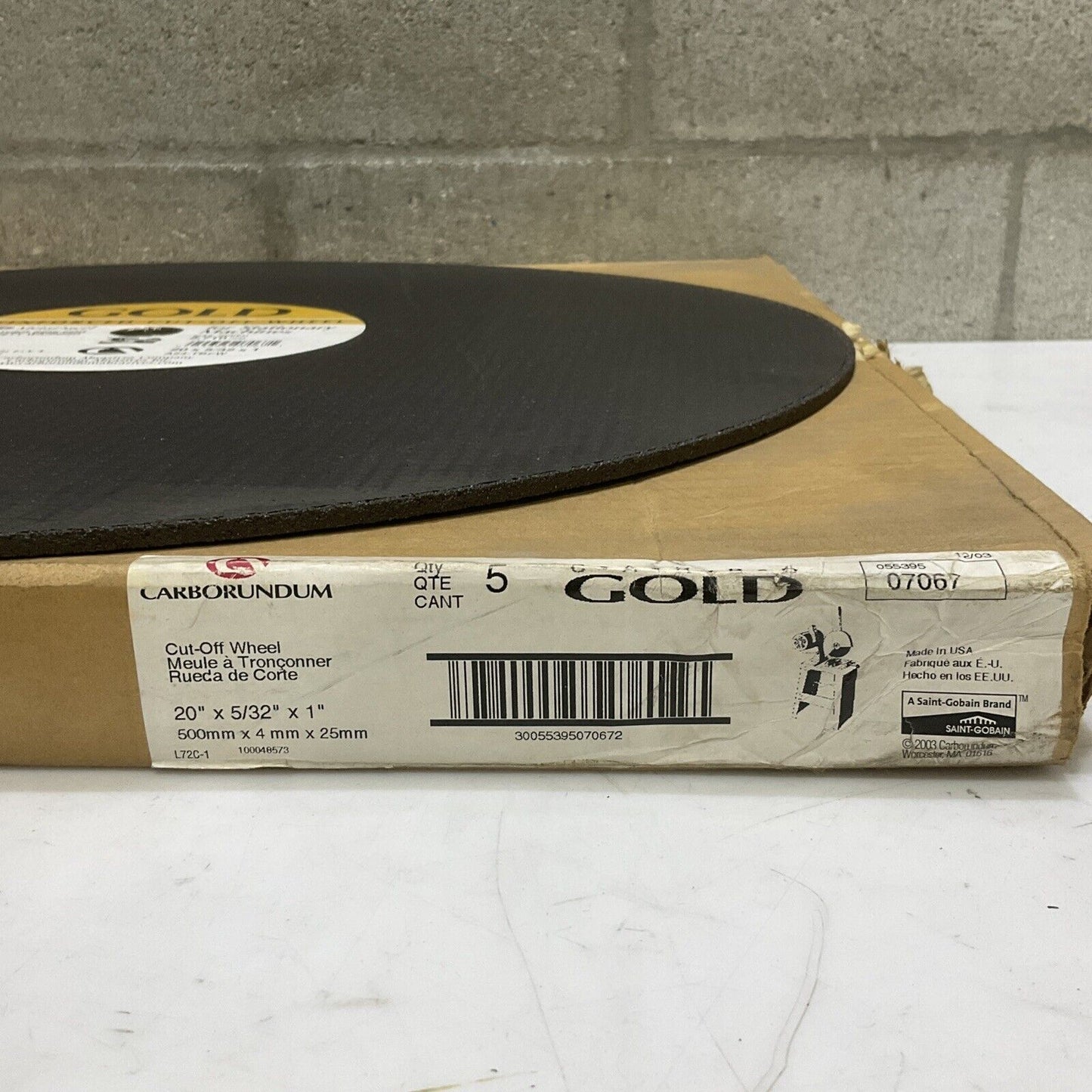 SAINT-GOBAIN CARBORUNDUM 055385 07067 CUT-OFF WHEEL 20X5/32X1 LOT OF 5 373