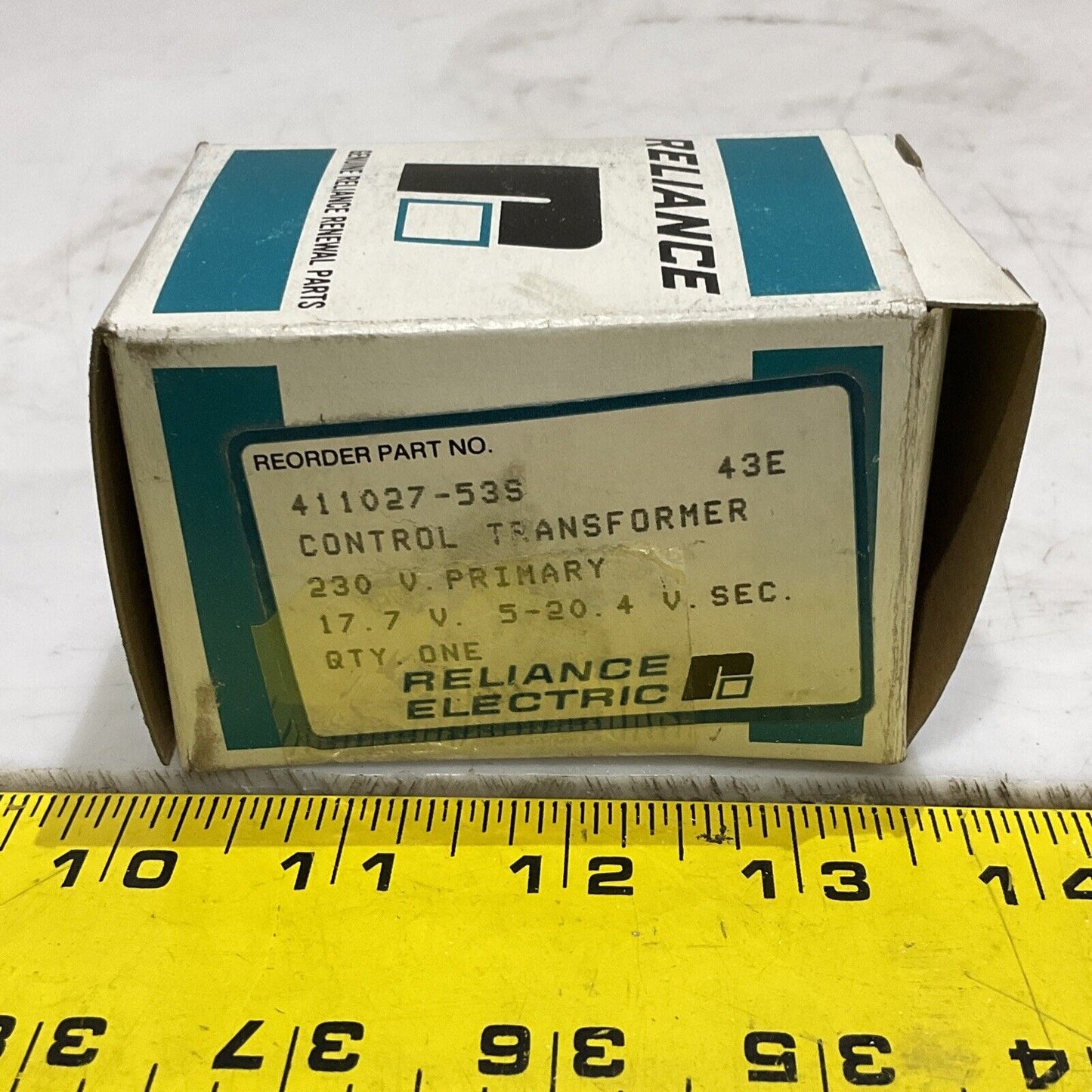 RELIANCE ELECTRIC 411027-53S CONTROL TRANSFORMER 230V 17.7 V 5-20 4V SEC 373