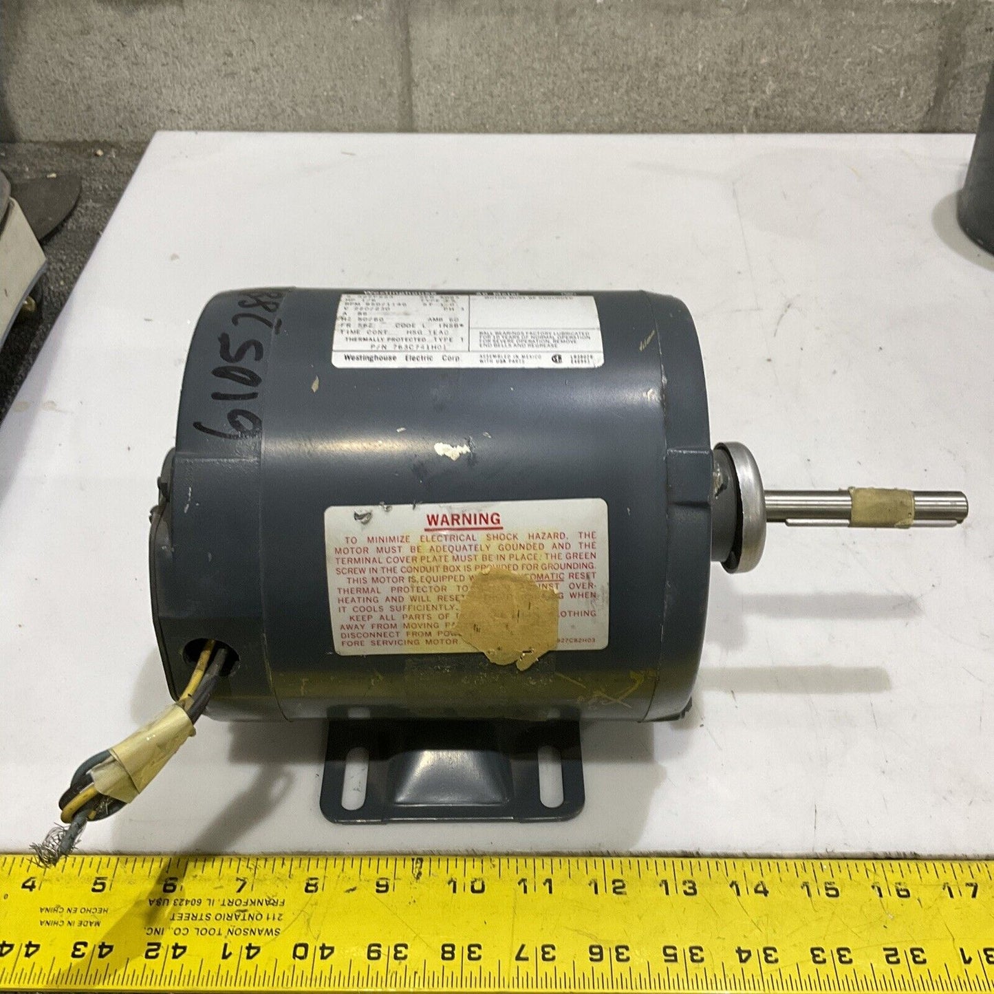 WESTINGHOUSE 763C741H01 AC MOTOR PH3 220/230V 50/60HZ 1/6 HZ 950/1140 RPM 373