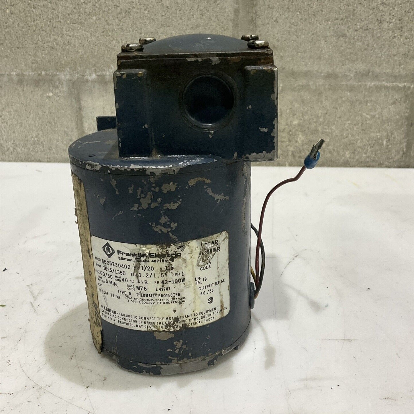 FRANK ELECTRIC 6525730402 GEAR MOTOR 1625/1350 RPM 60/50HZ PH1 115V 373