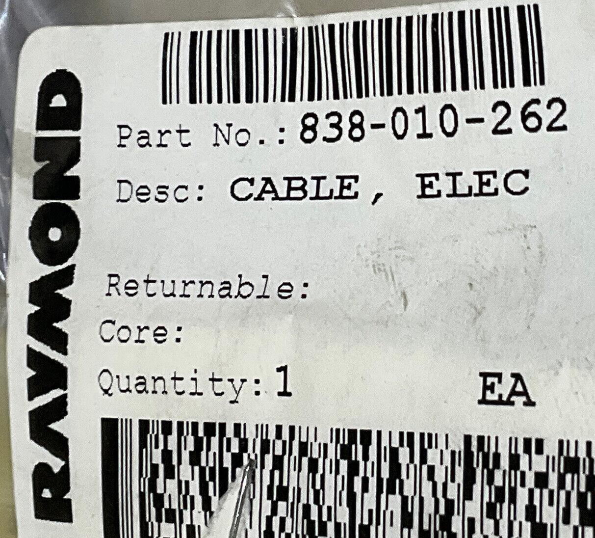 RAYMOND 838-010-262 ELECTRIC CABLE 881