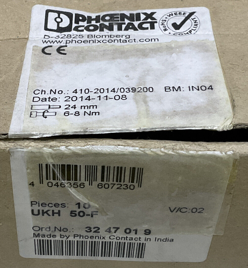 PHOENIX CONTACT UKH-50F TERMIANL BLOCK LOT OF 10 881