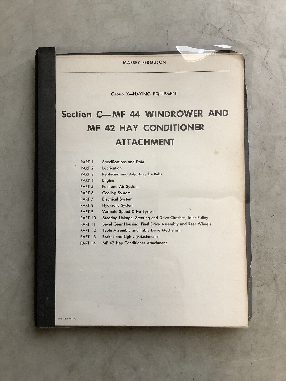 MASSEY FERGUSON C-MF 44 WINDROWER AND MF 42 HAY CONDITIONER MANUAL B303