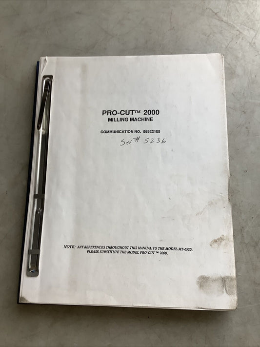 INGERSOLL RAND 58922105 PRO-CUT 2000 MILLING MACHINE PARTS MANUAL B303