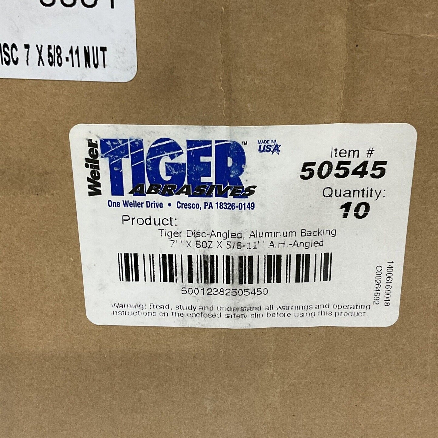 WEILER 50545 TIGER DISC 7” 8,600 RPM 7”X 80Z X 5/8-11” ANGLED LOT OF 20 373