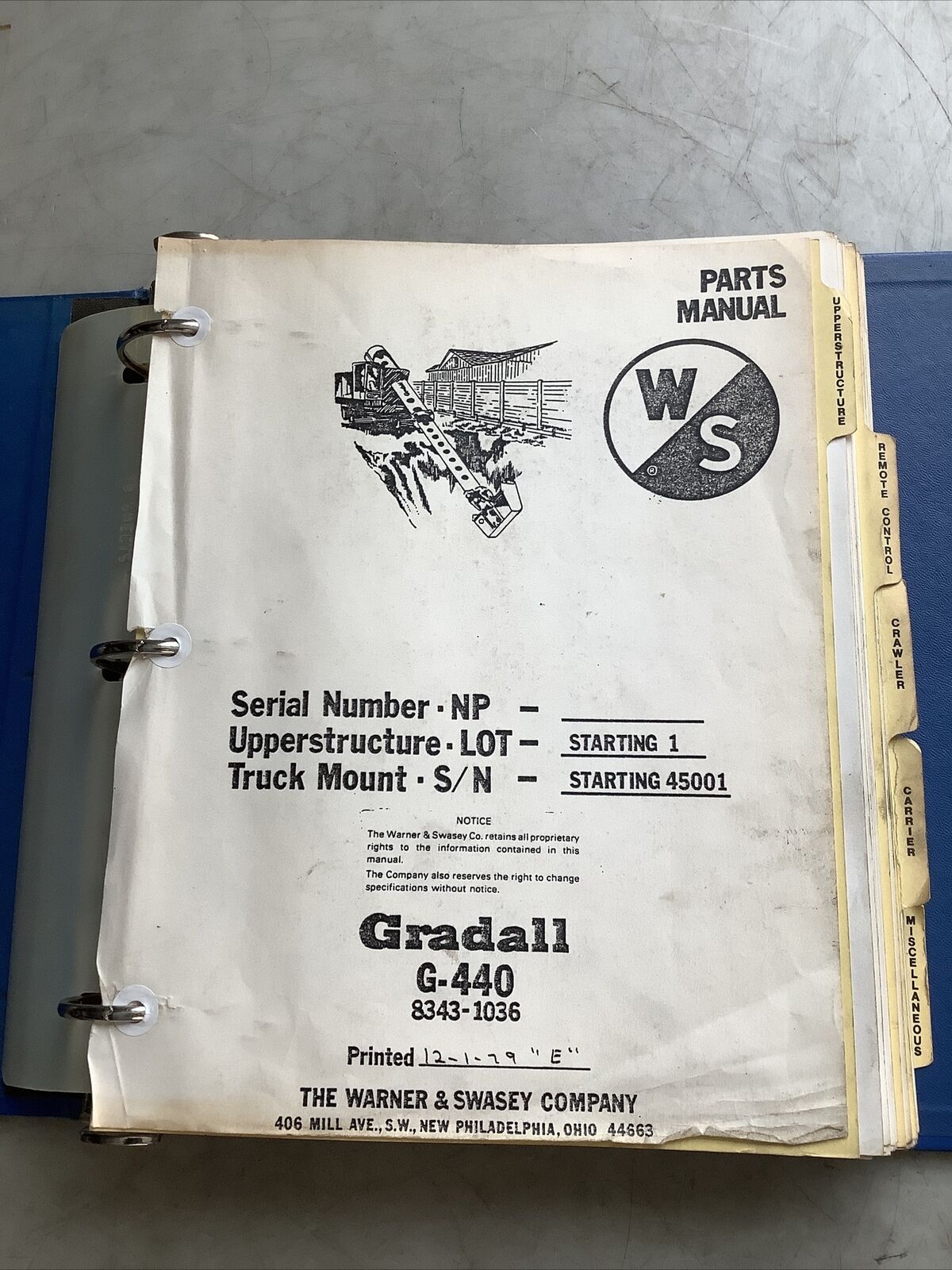 WARNER AND SWASEY GRADALL G-440 PARTS MANUAL B303