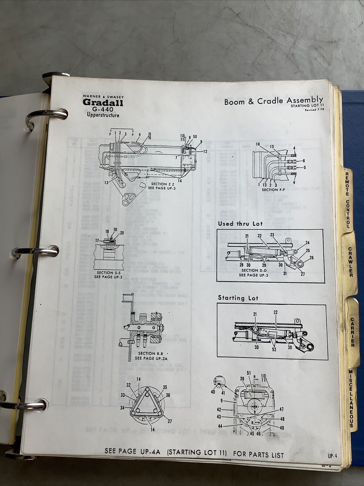 WARNER AND SWASEY GRADALL G-440 PARTS MANUAL B303