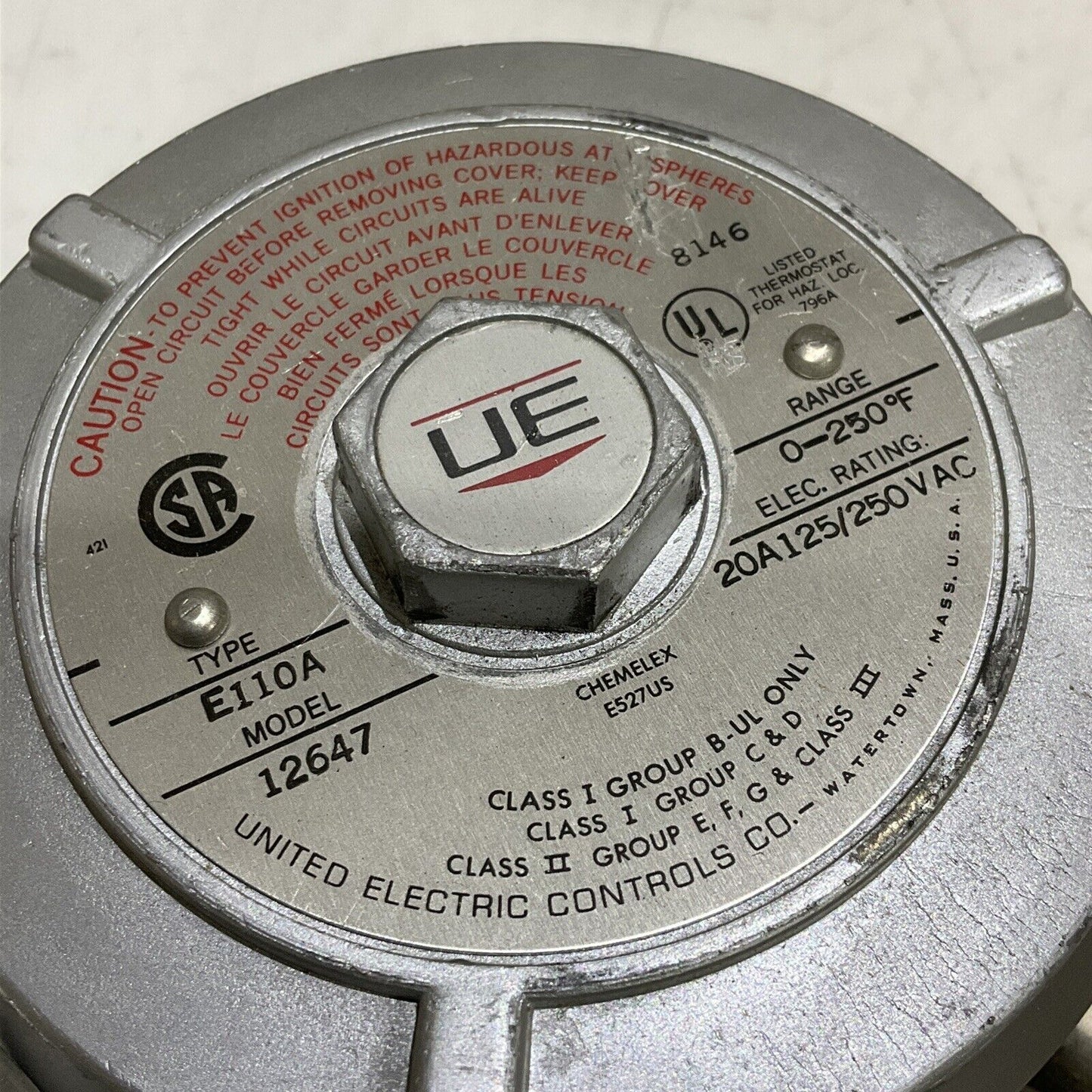 CHEMELEX E527US 12647 THERMOSTAT TYPE E110A 0-250F 20A125/250V 373
