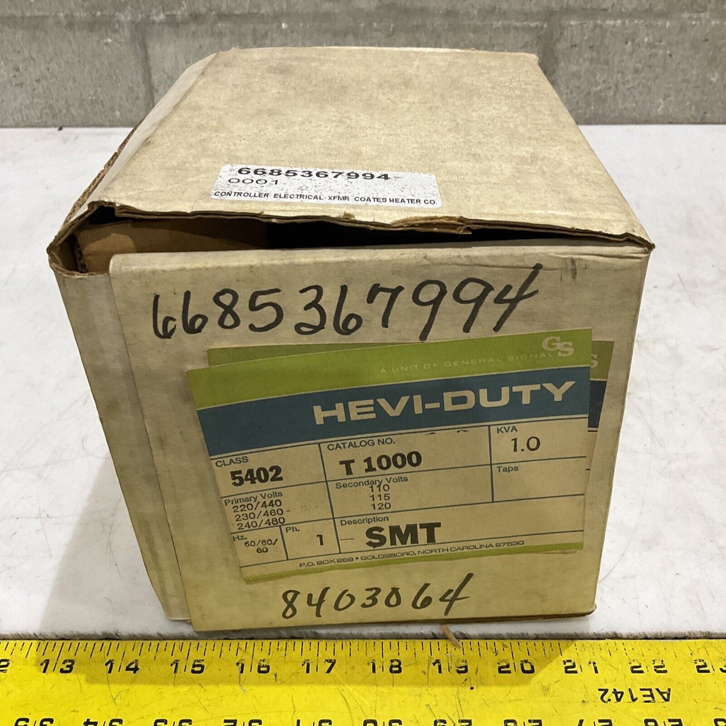 HEVI-DUTY T1000 SMT CONTROL TRANSFORMER 1.0 KVA 1P 50/60HZ 240/480V 373