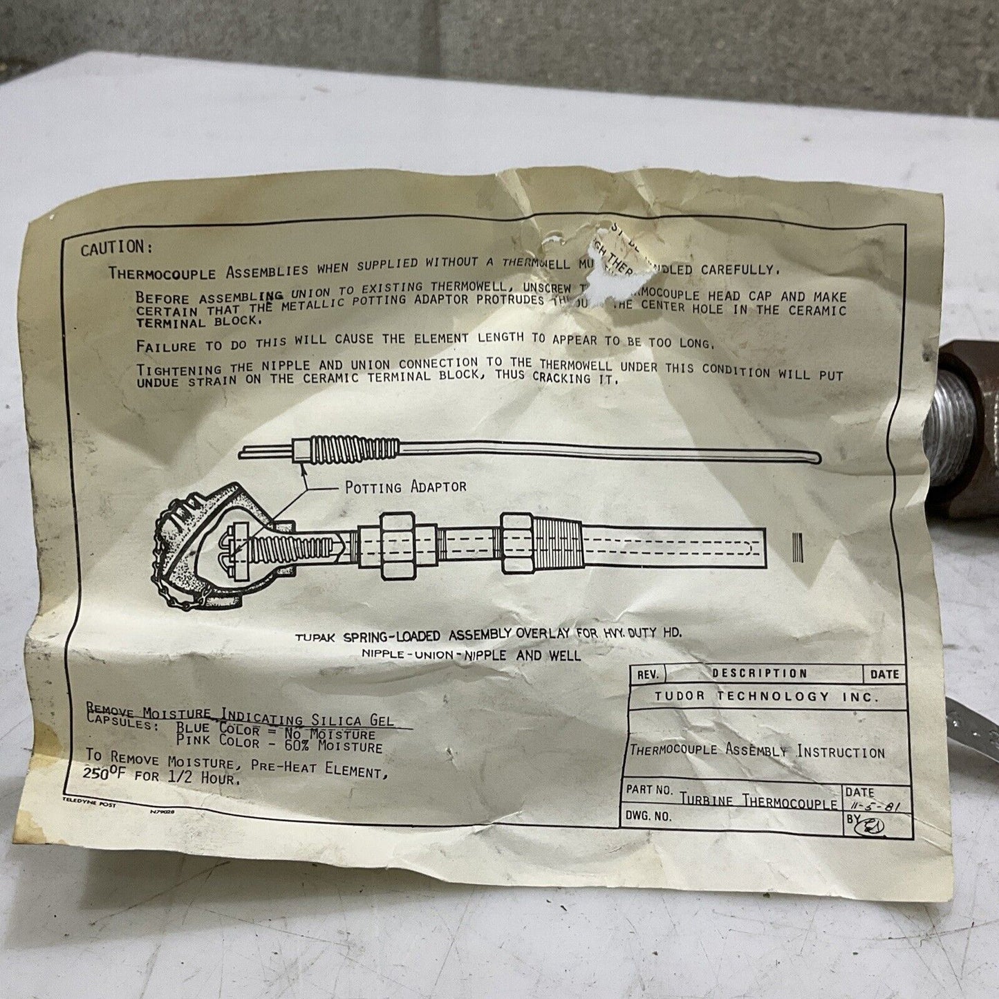 WESTINGHOUSE ELECTRIC CORP 872C651019 THERMOCOUPLE 373