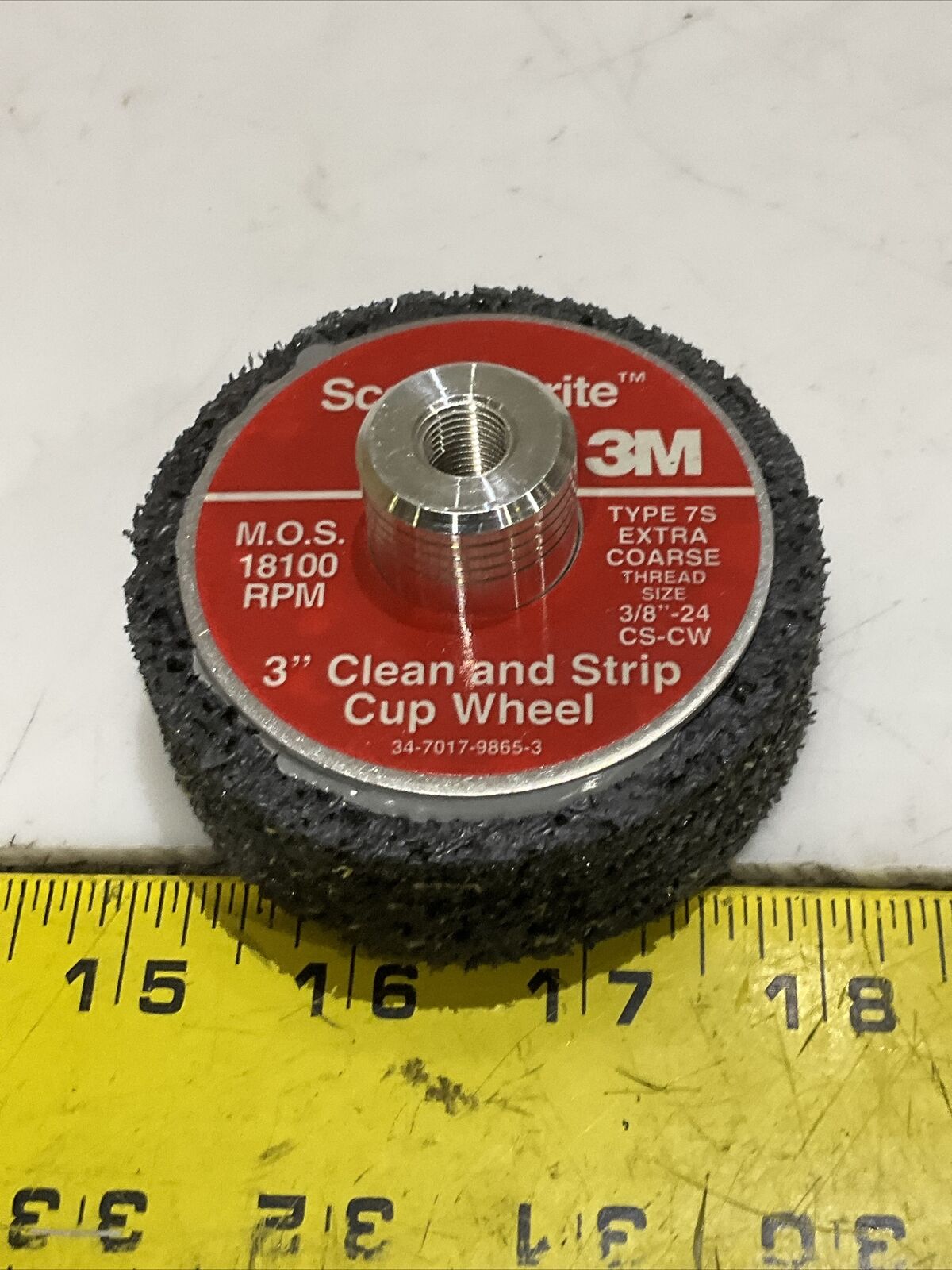 3M SCOTCHBRITE 048011-04151 CLEAN STRIP CUP WHEEL 3” 3/8” 24 THREAD LOT OF 5 373