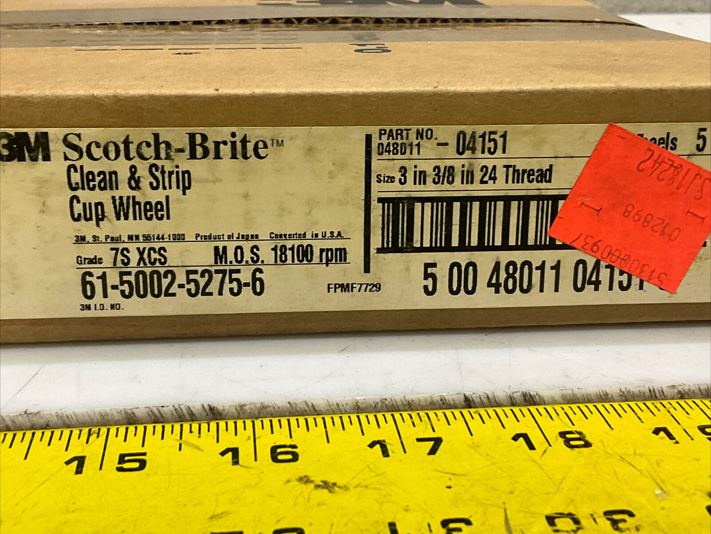 3M SCOTCHBRITE 048011-04151 CLEAN STRIP CUP WHEEL 3” 3/8” 24 THREAD LOT OF 5 373