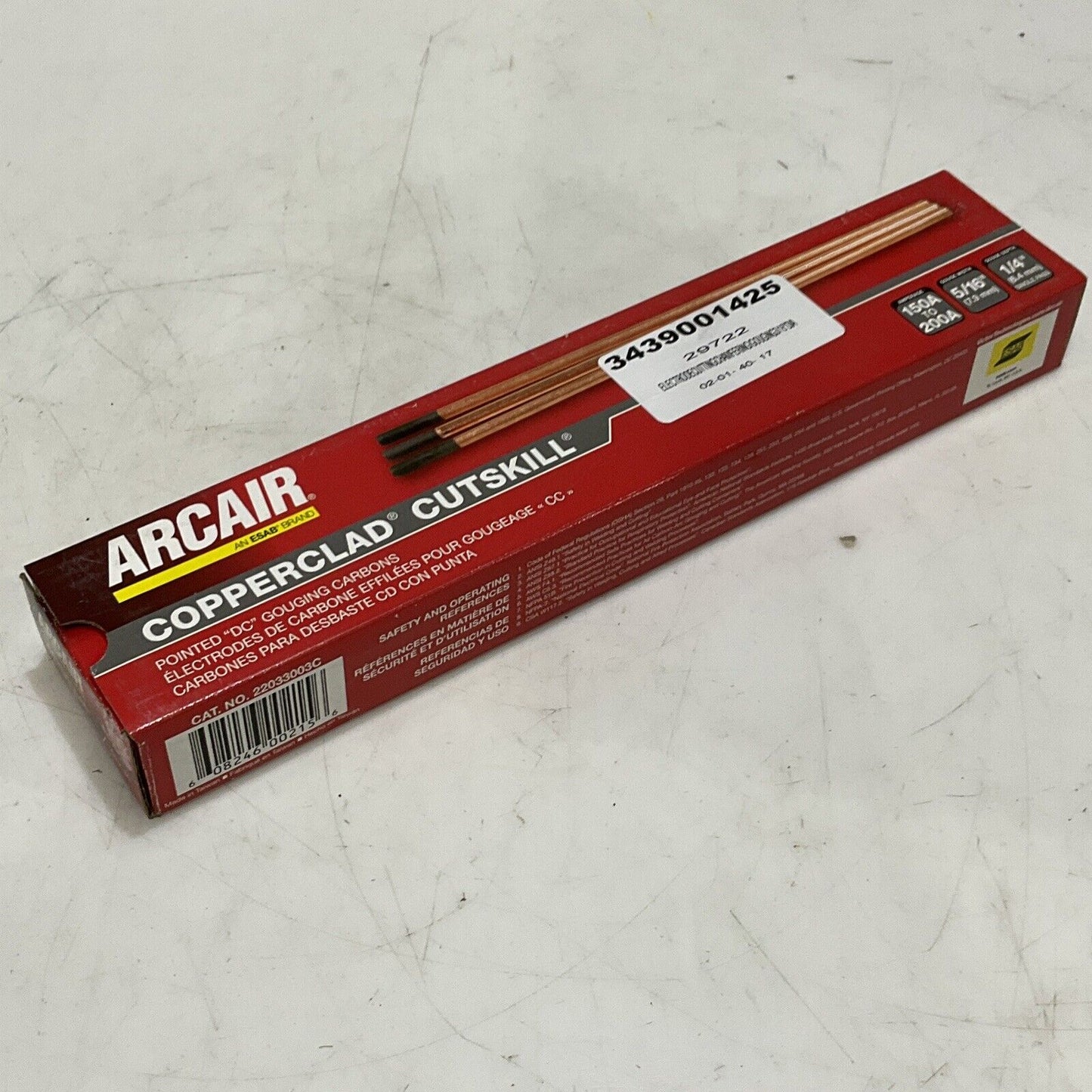 ARCAIR 22033003C COPPERCLAD CUTSKILL ELECTRODES 150A-200A 5/16” 1/4” 1LB 373