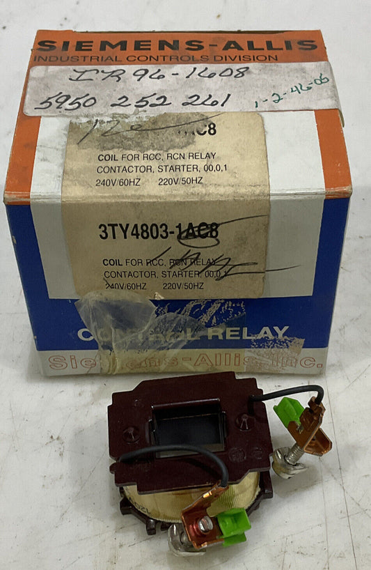 SIEMENS-ALLIS 3TY4803-1AA8 RCN RELAY CONTACTOR STARTER COIL 373