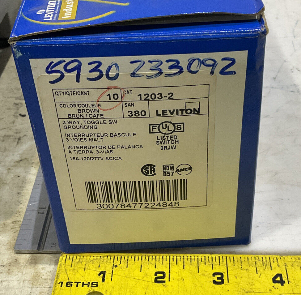 LEVITON 1203-2 GROUNDING 3-WAY BROWN TOGGLE SWITCH LOT OF 10 373
