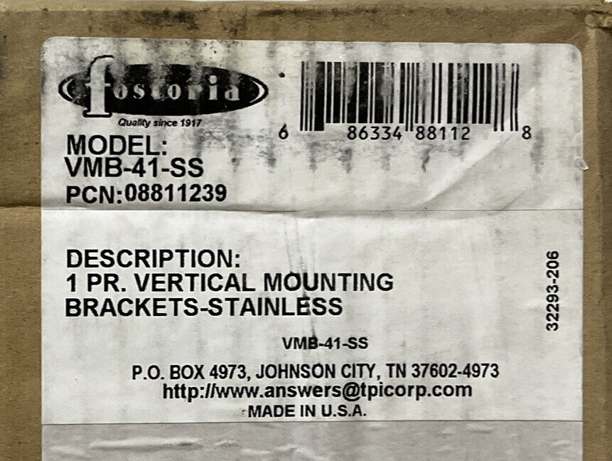 FOSTORIA VMB-41-SS VERTICAL MOUNTING BRACKETS 373