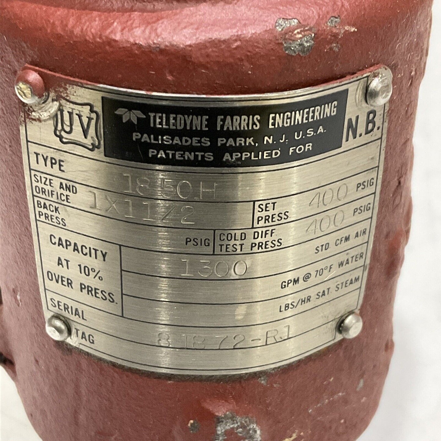 TELEDYNE FARRIS ENGINEERING 1850H VALVE 400 PSIG 1X11/2 1300 373