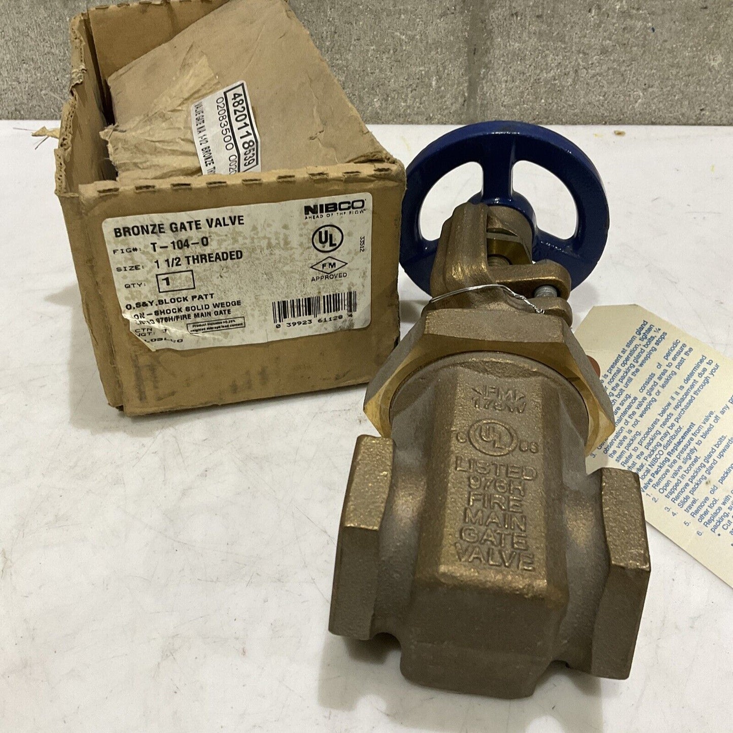 NIBCO T-104-0 BRONZE VALVE GATE 1 1/2” THREADED BRONZE 373