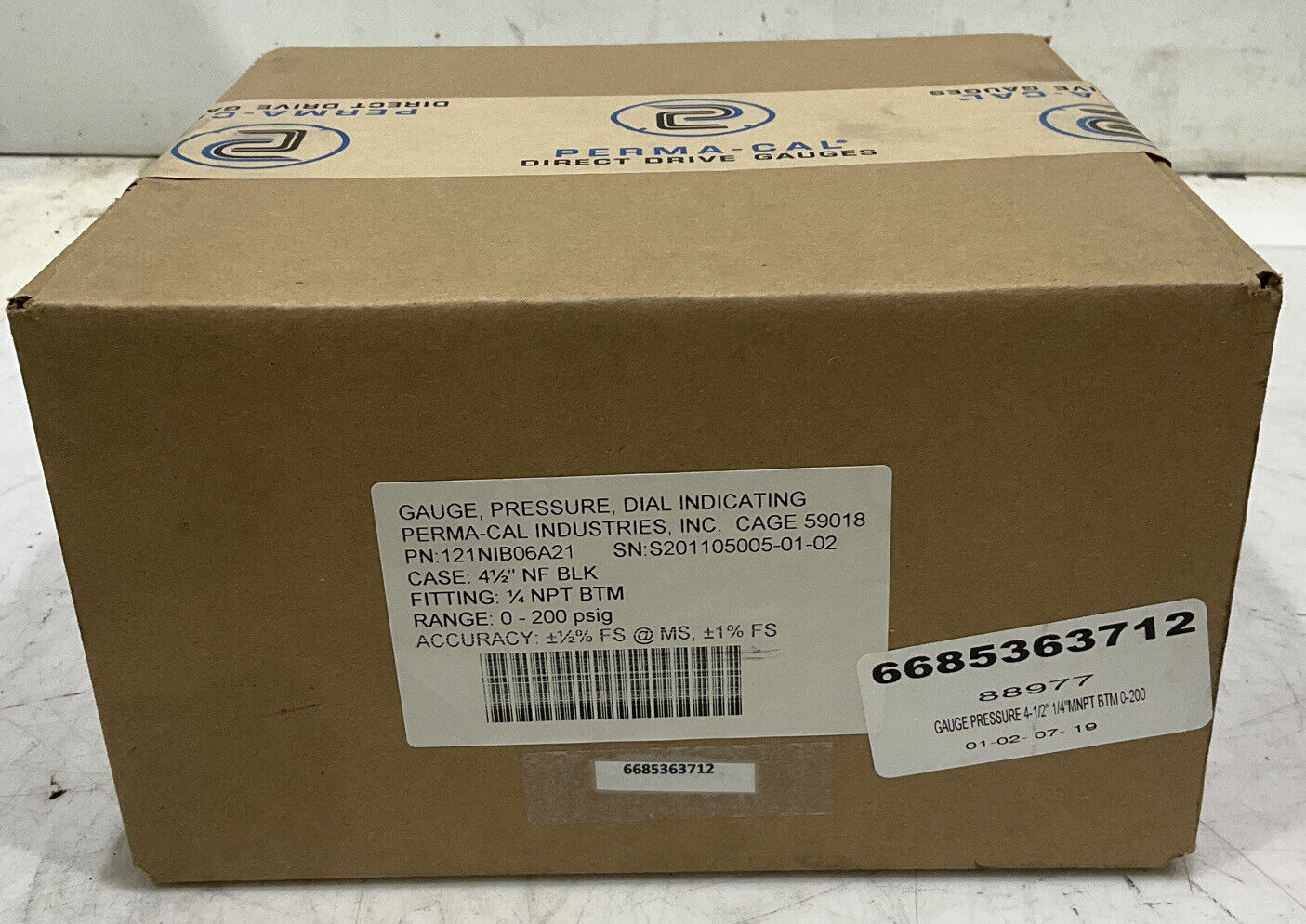 PERMA-CAL INDUSTRIES 121NIB06A21 DIAL INDICATING 4 1/2” PRESSURE GAUGE 373