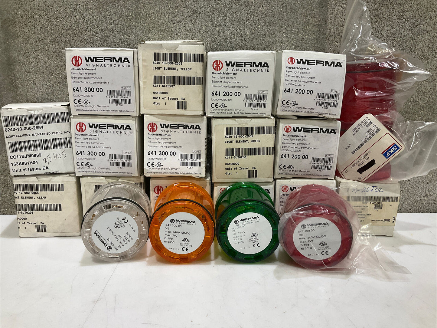 WERMA 641 300 00 641 200 LIGHT ELEMENTS CLEAR RED GREEN YELLOW LOT OF 21 U3S