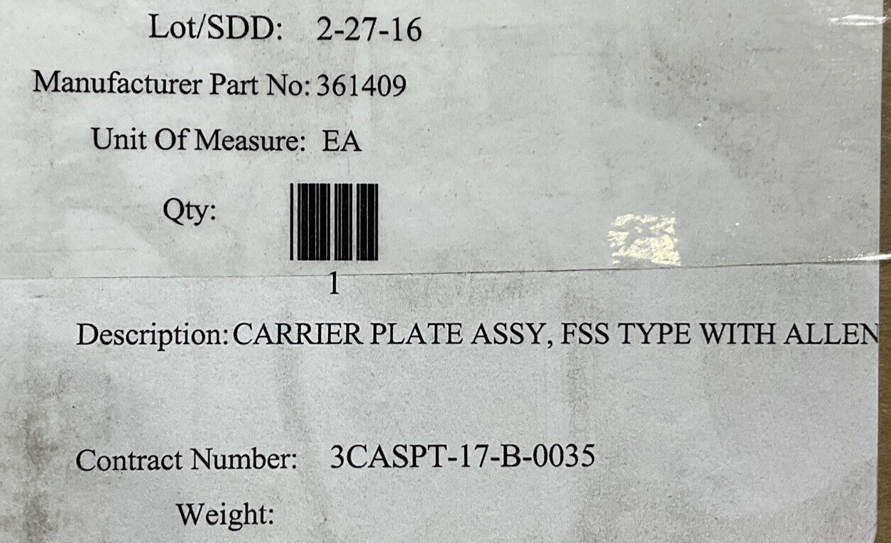 GENERIC 361409 CARRIER PLATE ASSEMBLY U3S