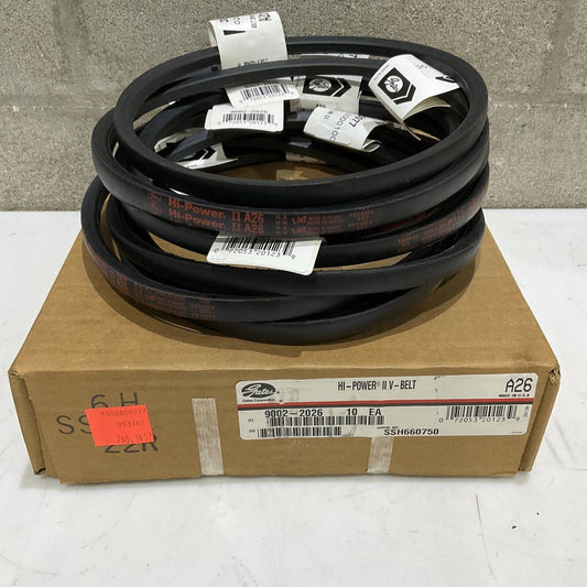 GATES A26 9002-2026 HI-POWER II V-BELT LOT OF 10 373