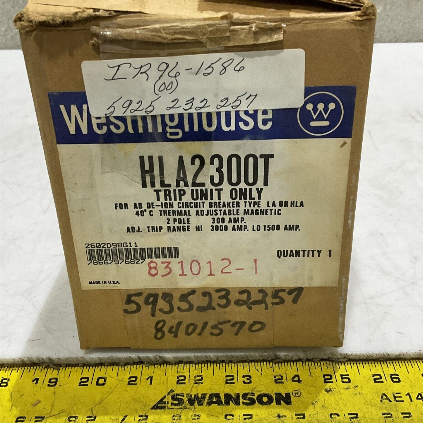 WESTINGHOUSE HLA2300T TRIP UNIT 2 POLE 300AMP 373