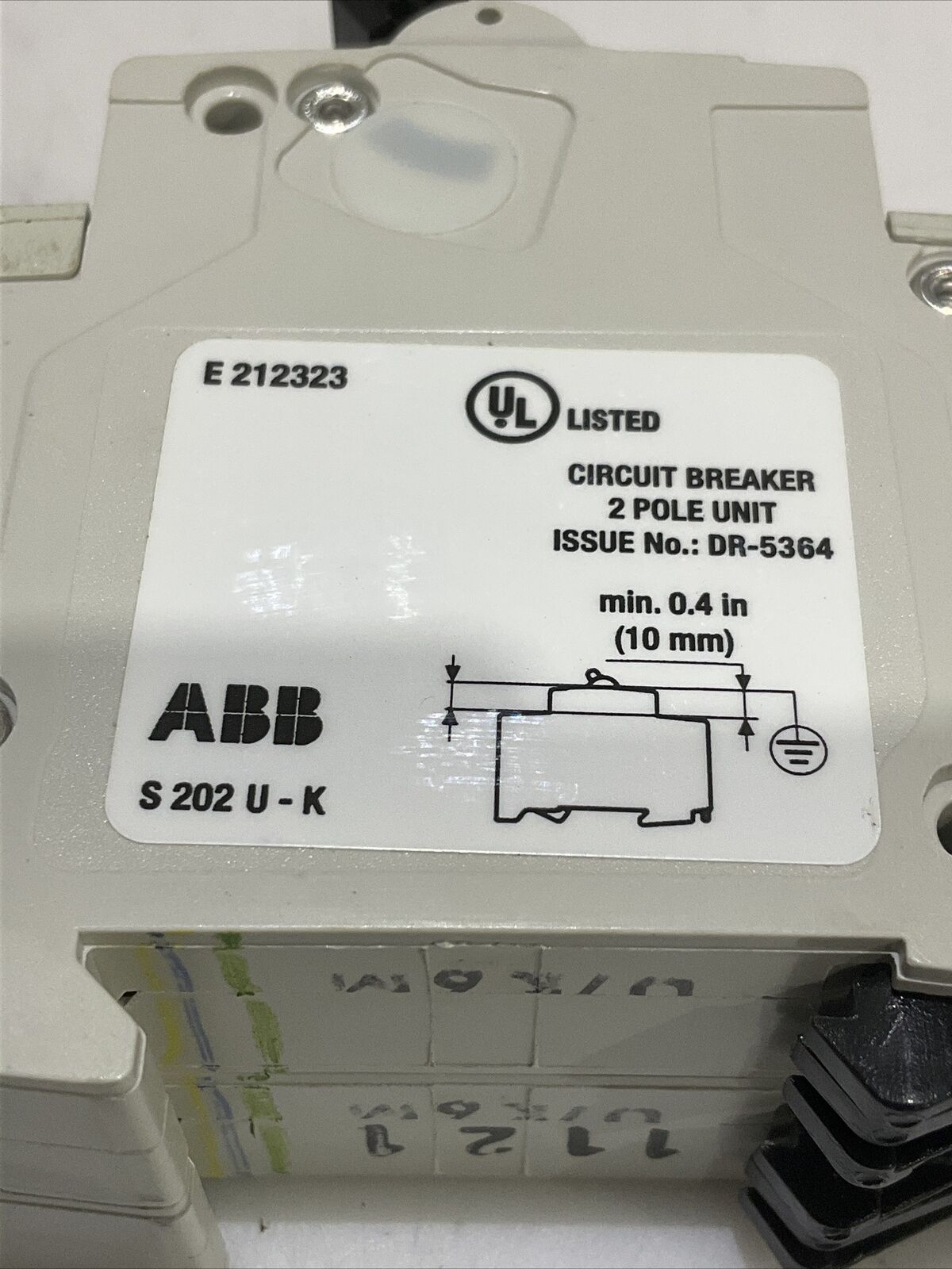 ABB S202U-K6 CIRCUIT BREAKER 50/60 HZ 2 POLE U3S