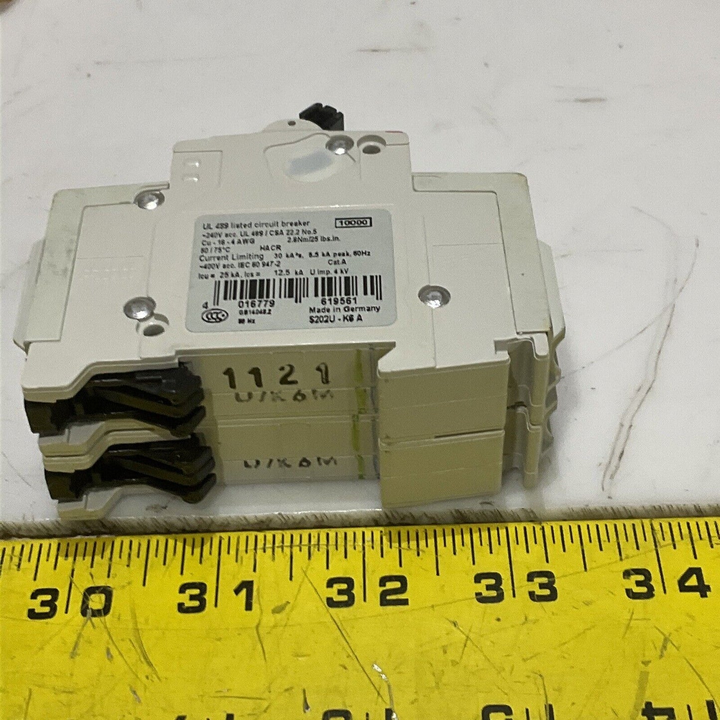 ABB S202U-K6 CIRCUIT BREAKER 50/60 HZ 2 POLE U3S