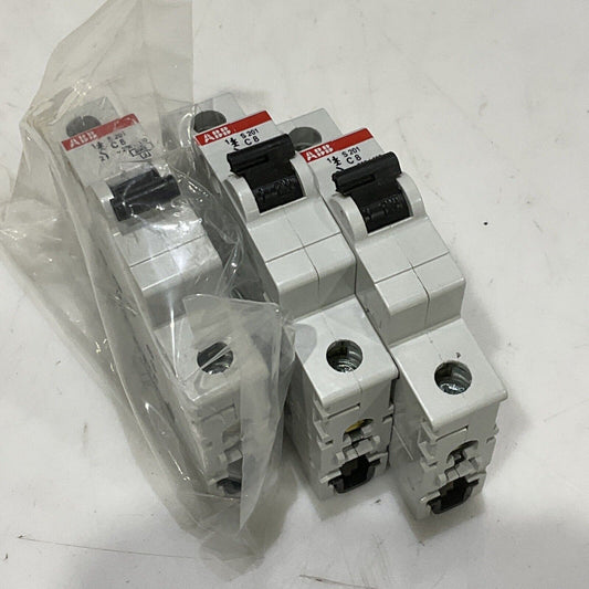 ABB S201-C8 CIRCUIT BREAKER 1 POLE 8A LOT OF 3 U3S