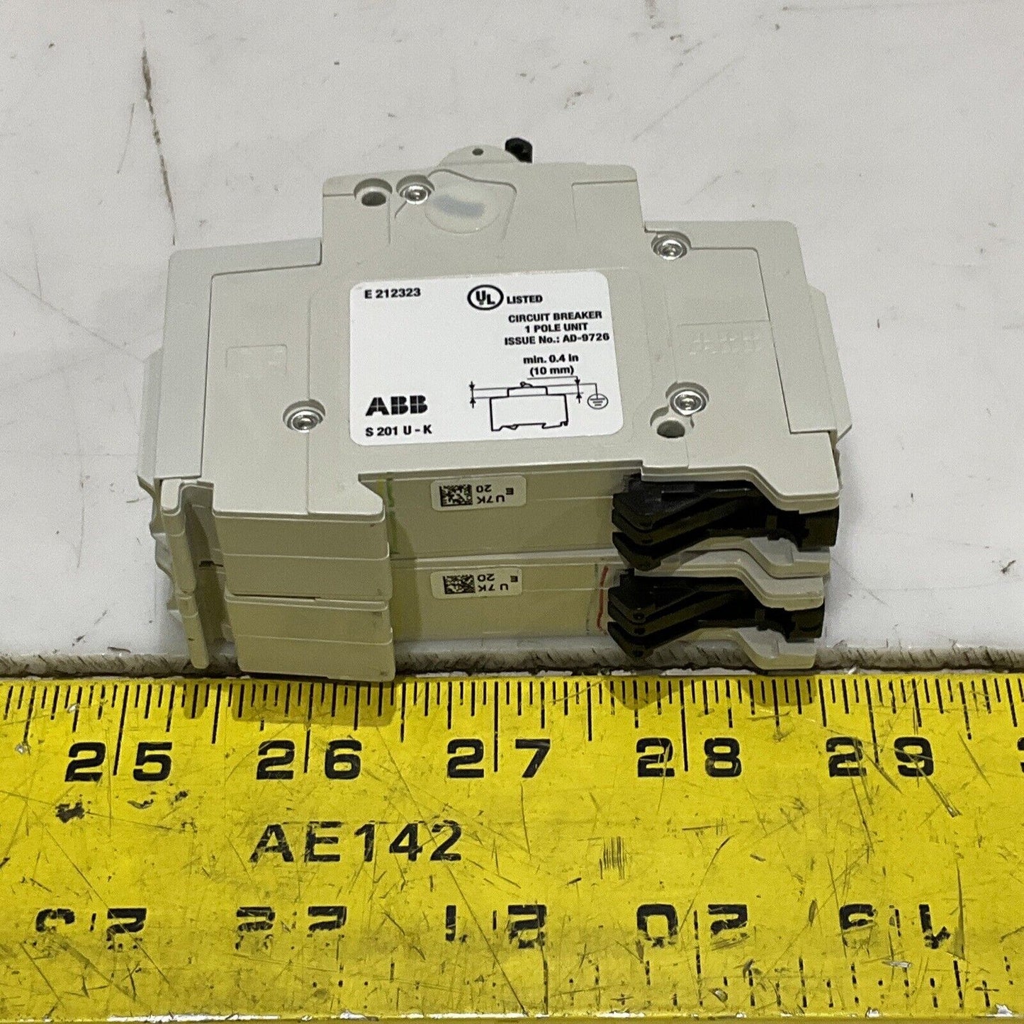 ABB S201-K20 CIRCUIT BREAKER 1 POLE 240V 50/60HZ LOT OF 2 U3S