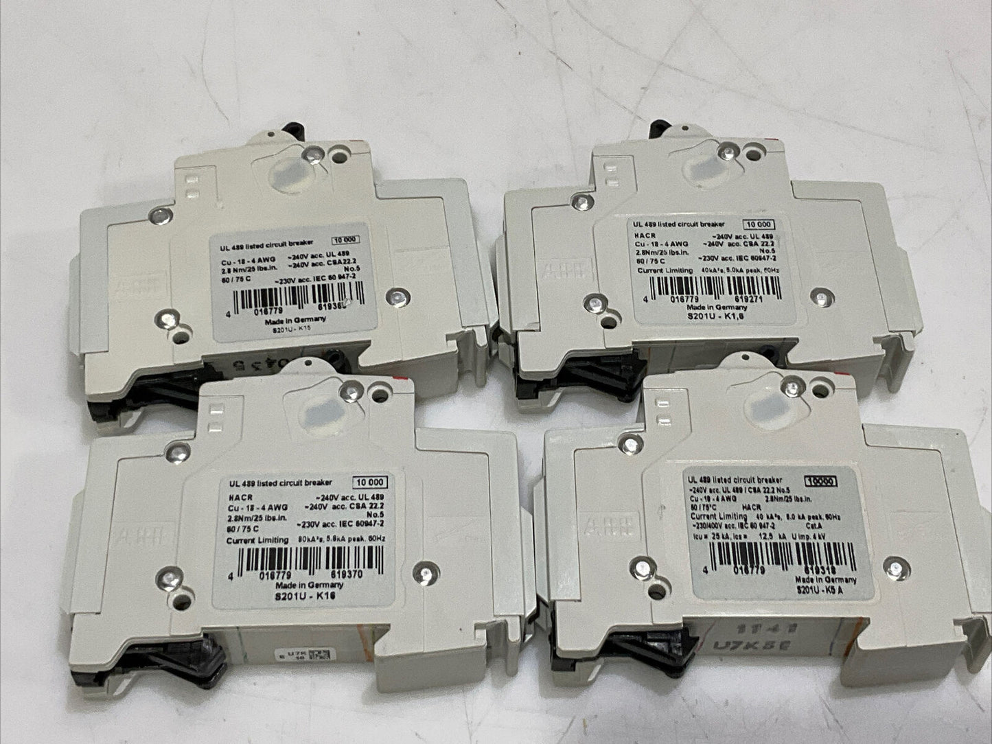 ABB S201U-K1,6 S201U-K15 S201U-K6 S201U-K5A LOT OF MINI CIRCUIT BREAKERS U3S