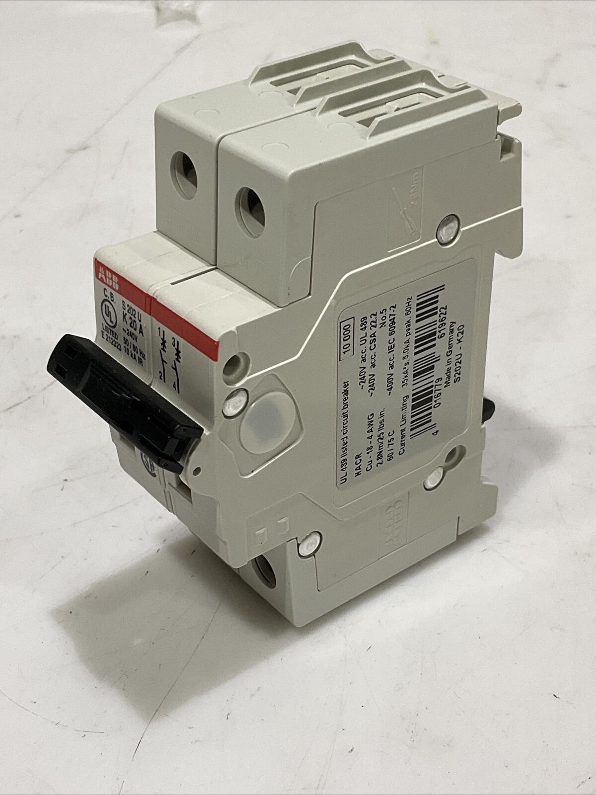 ABB S202U-K20 CIRCUIT BREAKER 240V 50/60HZ 2 POLE U3S