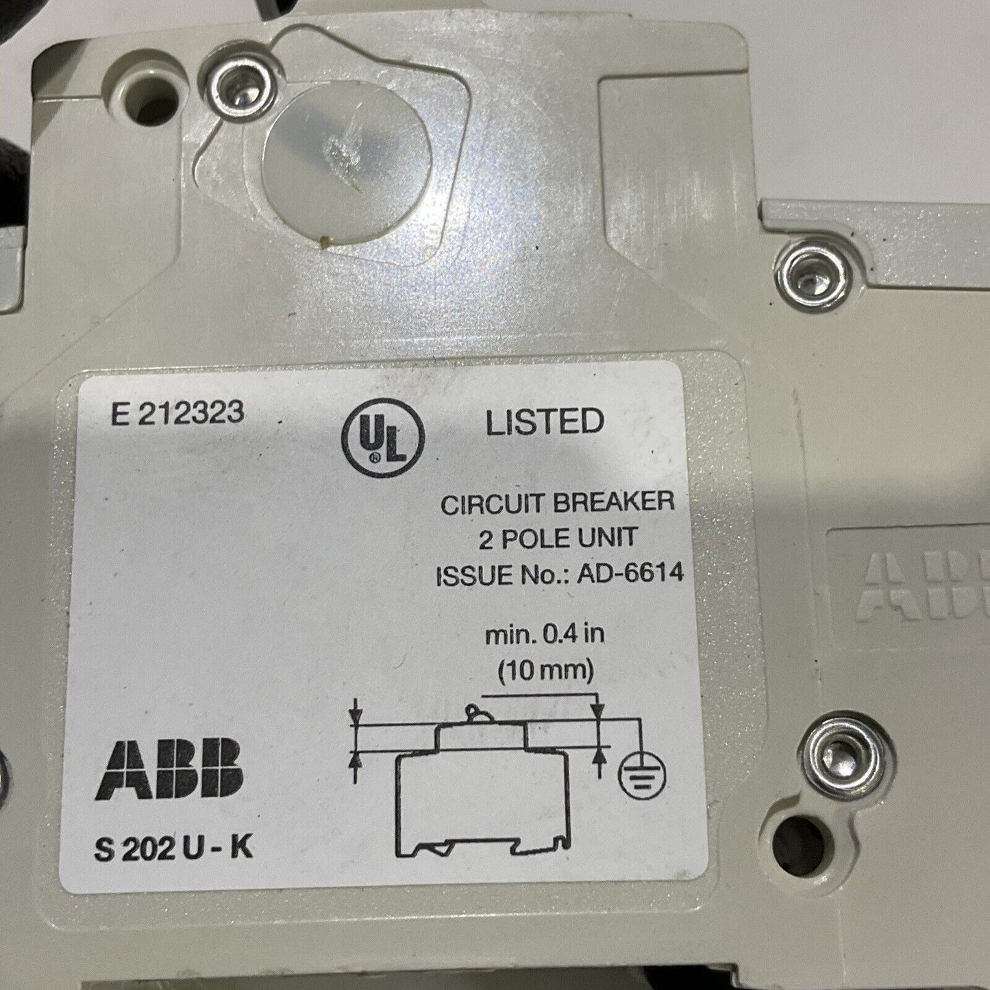 ABB S202U-K6 CIRCUIT BREAKER 6A 240V 2P UL489 50/60HZ U3S