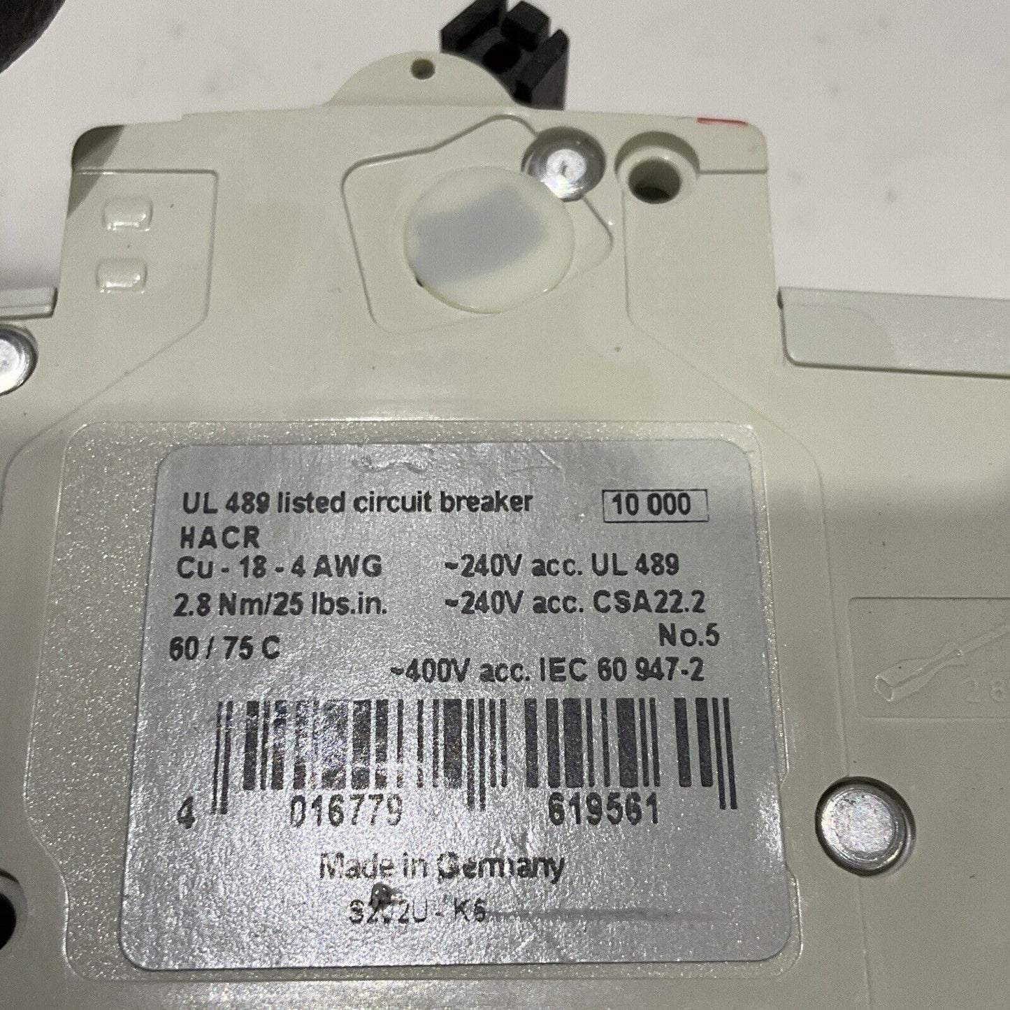 ABB S202U-K6 CIRCUIT BREAKER 6A 240V 2P UL489 50/60HZ U3S