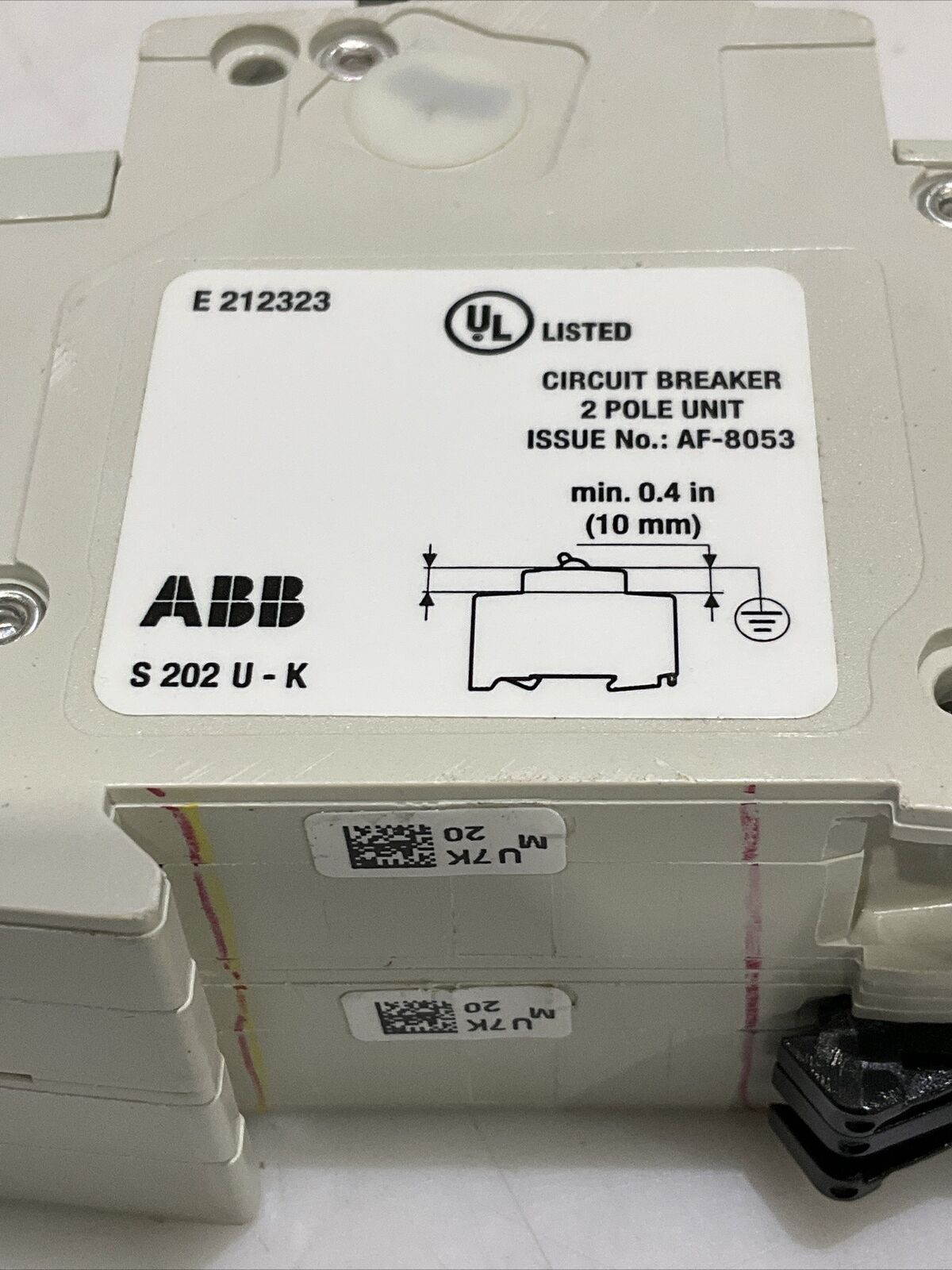 ABB S202U-K20 CIRCUIT BREAKER 240V 50/60HZ 2 POLE U3S