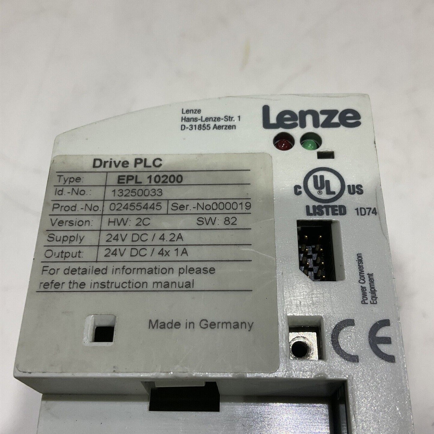 LENZE EPL 10200 DRIVE PLC CONTROLLER 24V 4.2A 3A D-31855 U3S