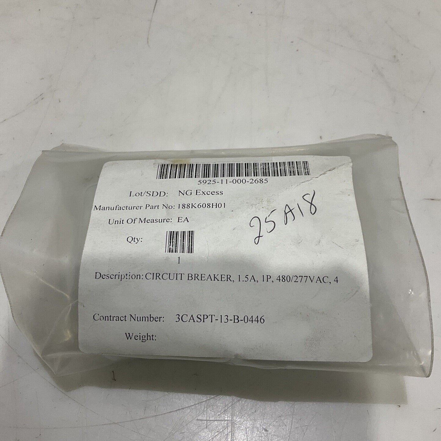 AB 1489-A AB-5321 CIRCUIT BREAKER 1 POLE UNIT 50/60HZ 240/415V LOT OF 2 U3S