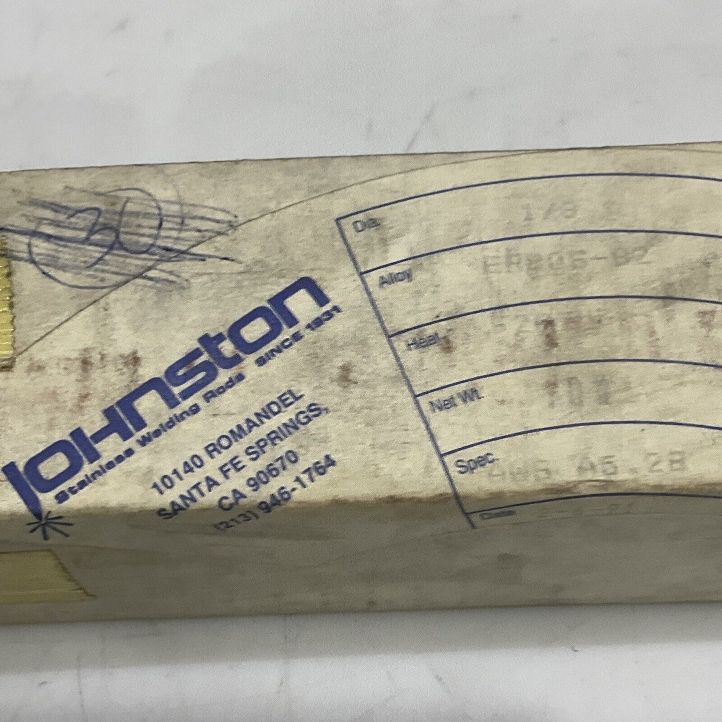 JOHNSTON ER80S-B2 JS90SB21836 HELIARC WELDING ELECTRODE 1/8" DIA 3 LB 373