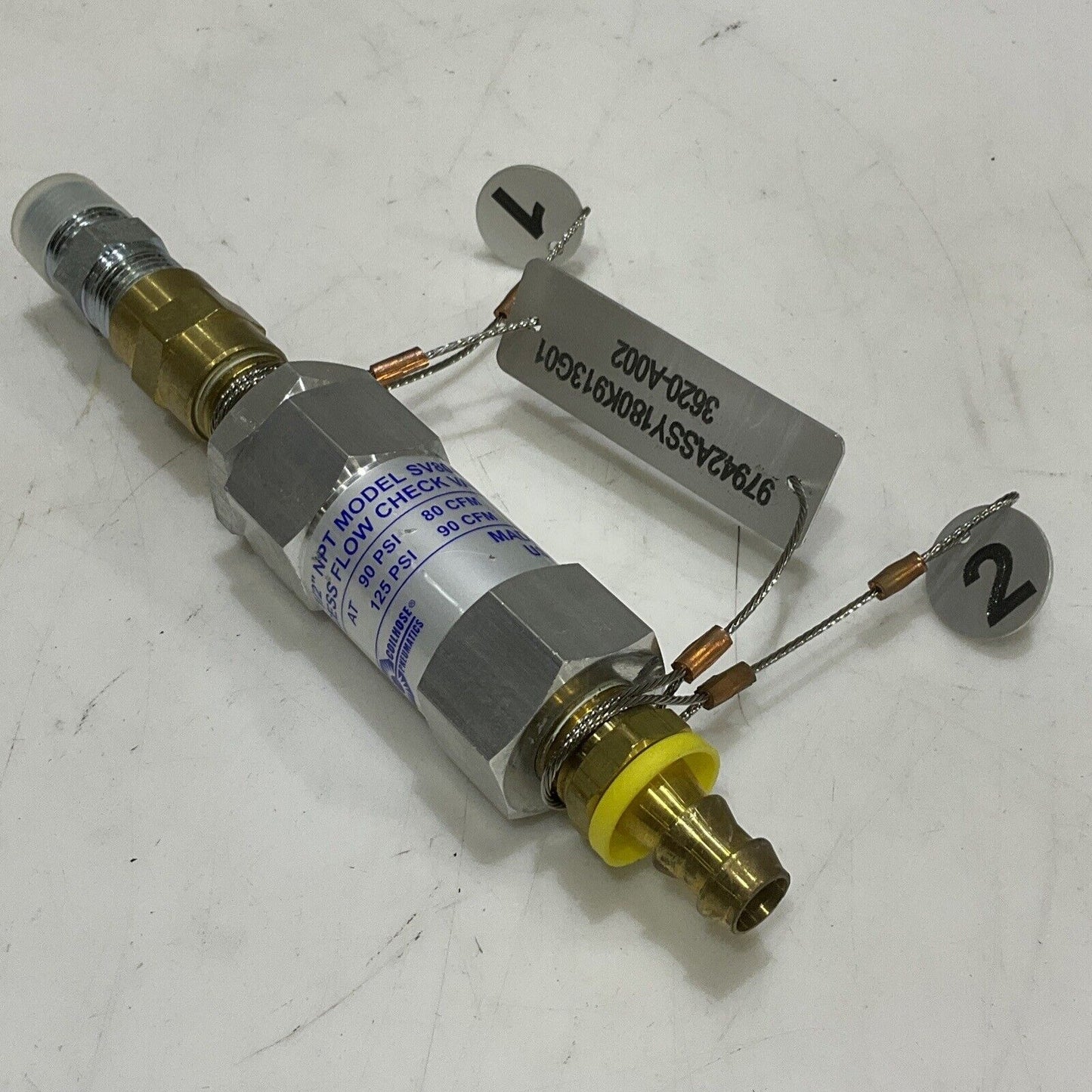 COILHOUSE PNEUMATICS SV804 EXCESS FLOW CHECK VALVE 90-125PSI 1/2” NPT U3S