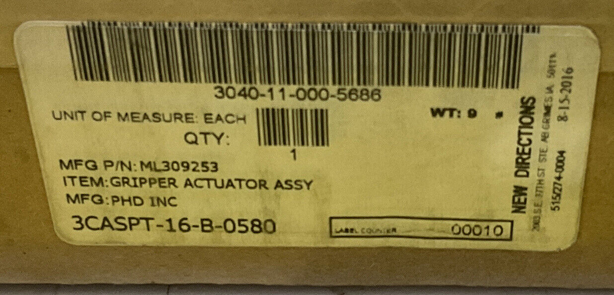 GENERAL PHD ML309253-REV-B GRIPPER ACTUATOR ASSEMBLY U3S