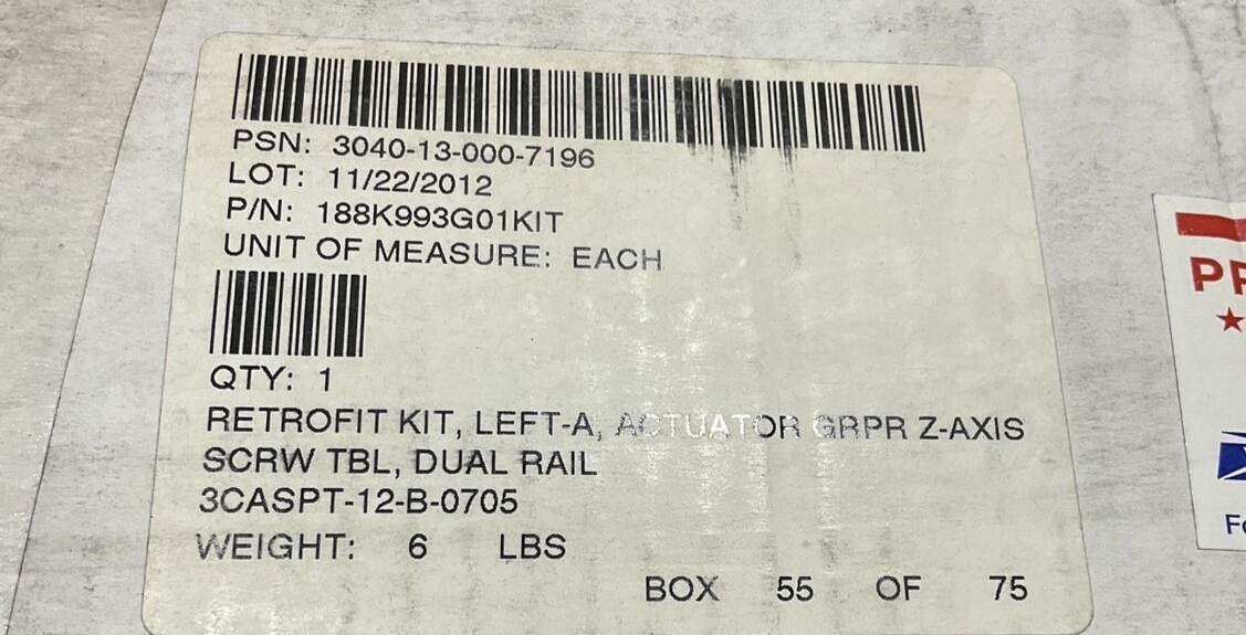 ACTUATOR GRPR Z-AXIS LEFT-A RETROFIT KIT SCRW TBL DUAL RAIL U3S