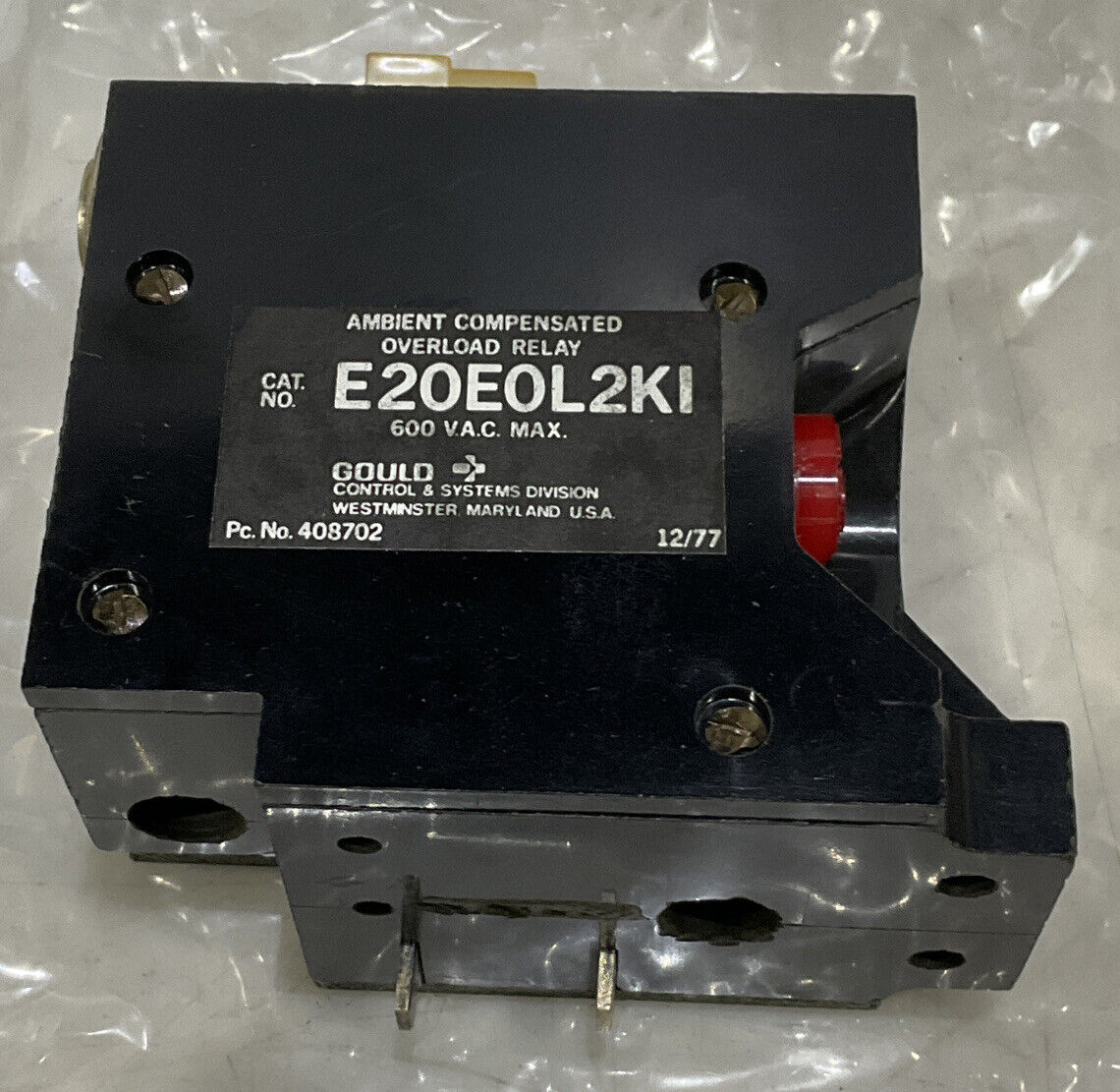 GOULD E20E0L2K1 I-T-E OVERLOAD RELAY KIT LOT OF 2 373
