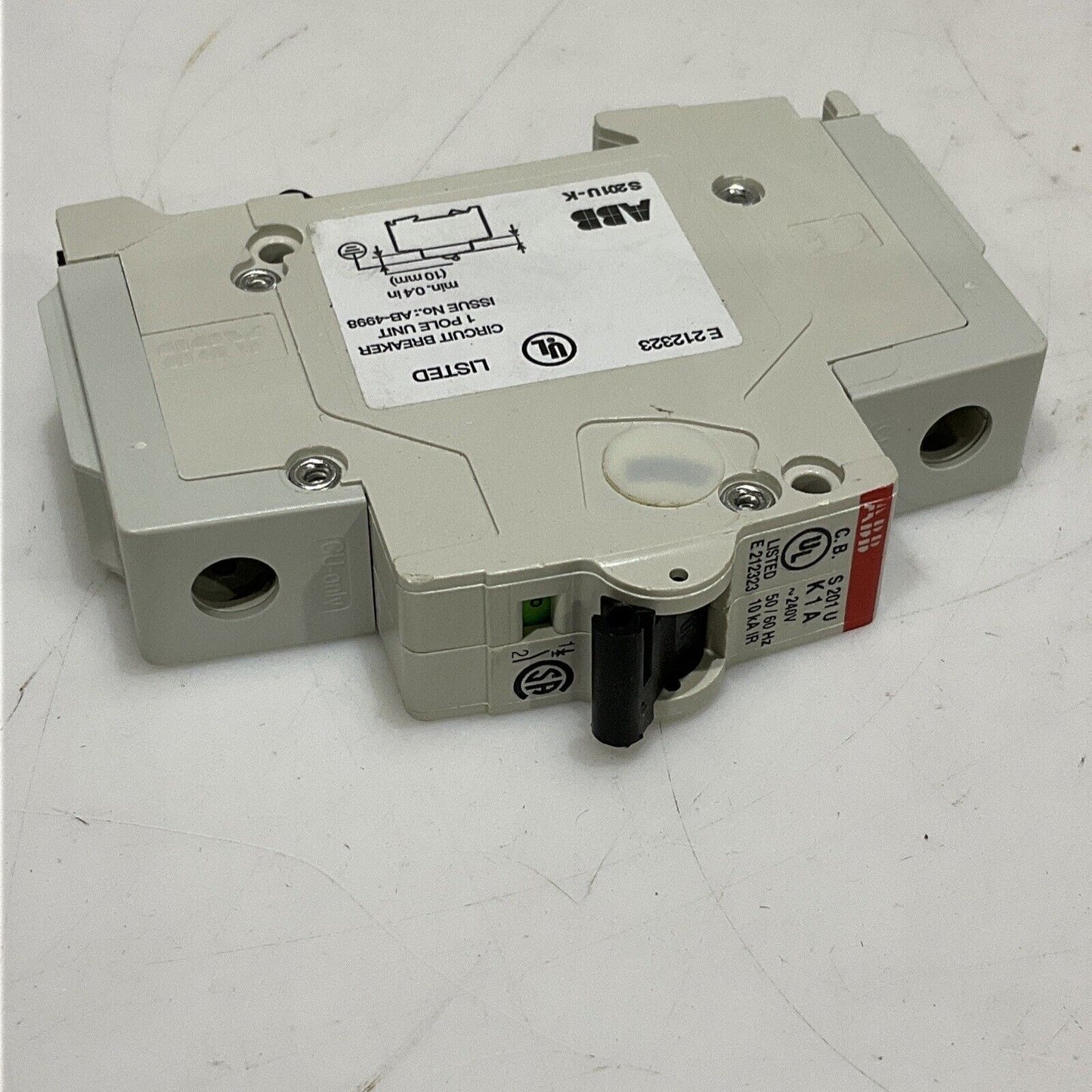 ABB S201U-K S201UK1A CIRCUIT BREAKER 1 POLE UNIT 240V 50/60HZ U3S