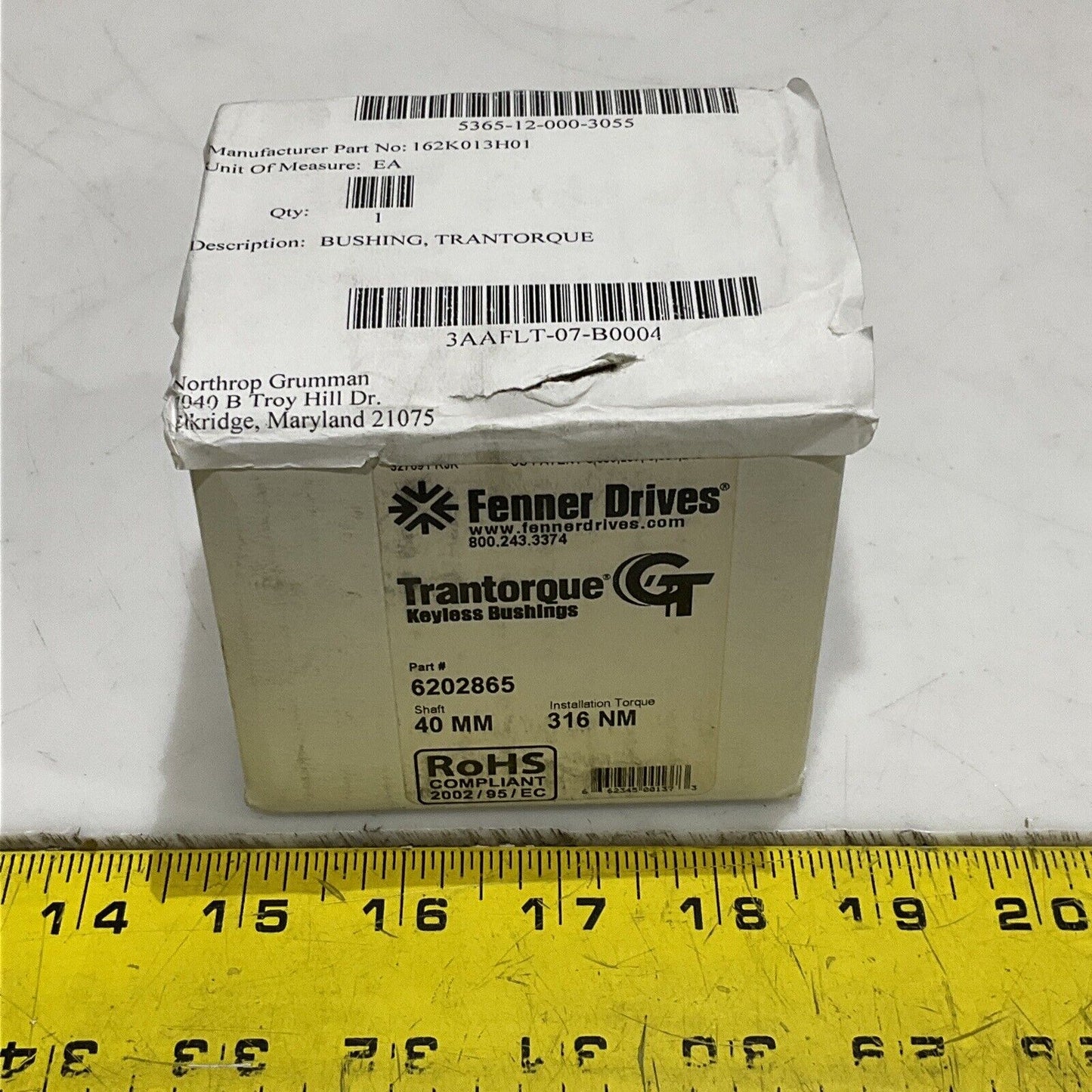 FENNER DRIVE 6202865 TRANTORQUE KEYLESS BUSHINGS 40MM 316NM U3S