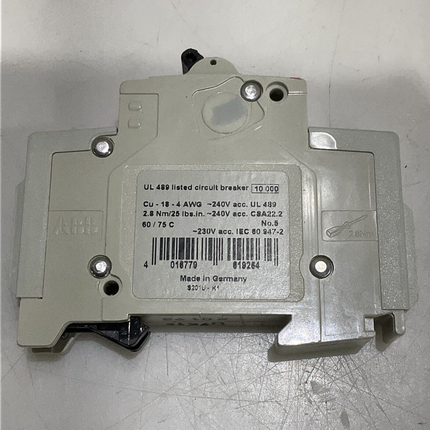 ABB S201U-K S201UK1A CIRCUIT BREAKER 1 POLE UNIT 240V 50/60HZ U3S